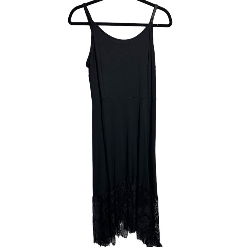 Bloomchic Black Flowey Lace Bottom Spaghetti Strap Black Dress Goth Vibe Size 14